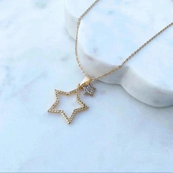 DAINTY Star Necklace | Gold Plated | Cubic Zirconia - Picture 1 of 7